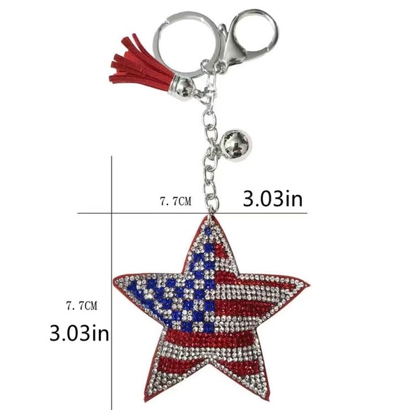USA 🇺🇸STAR⭐️FLAG🇺🇸KEYCHAIN/PURSE CHARM - Picture 2 of 6